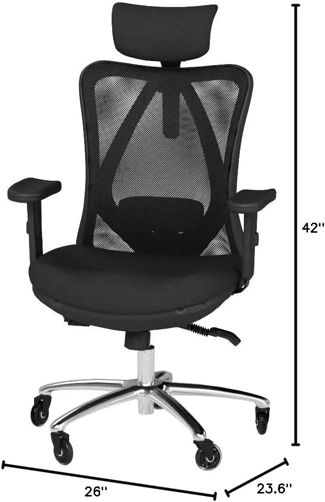 Ergonomic Office Chair - Adjustable Desk Chair with Lumbar Support and Rollerblade Wheels -High Back Chairs with Breathable Mesh