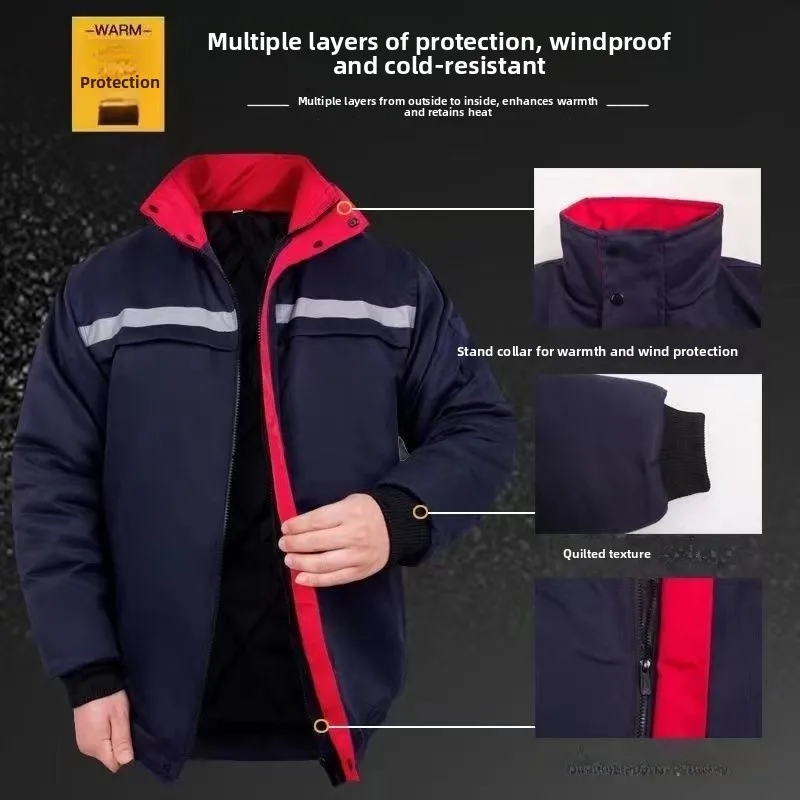 Giacca da Lavoro Invernale in Cotone Spesso da Uomo, Collo Alto, Vestibilità Ampia, Abbigliamento Protettivo per Lavoratori