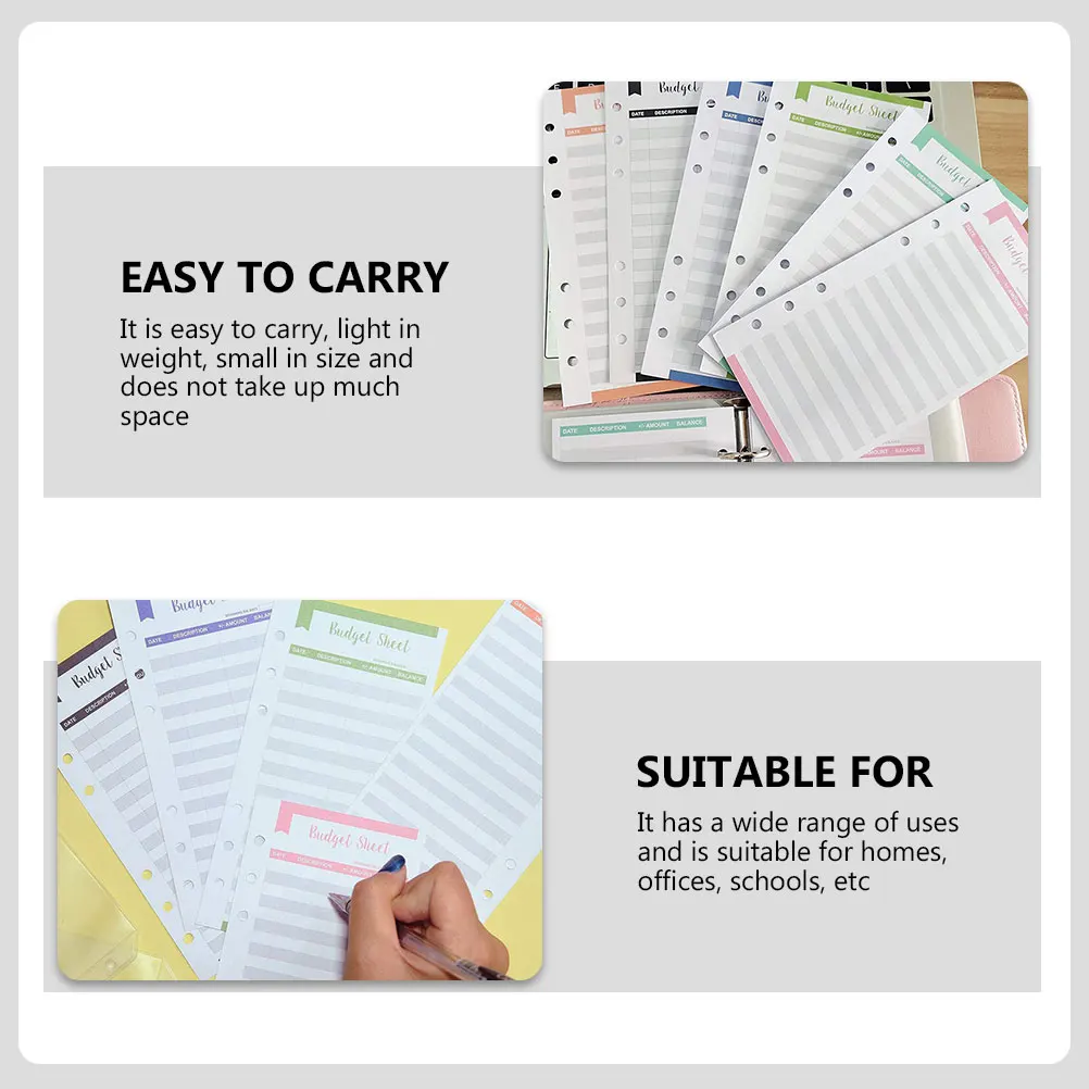24Pcs Envelope Inserts Cash Budget Sheets Expense Tracking Sheets for Home Office School Use Portable Budget Planner Cards