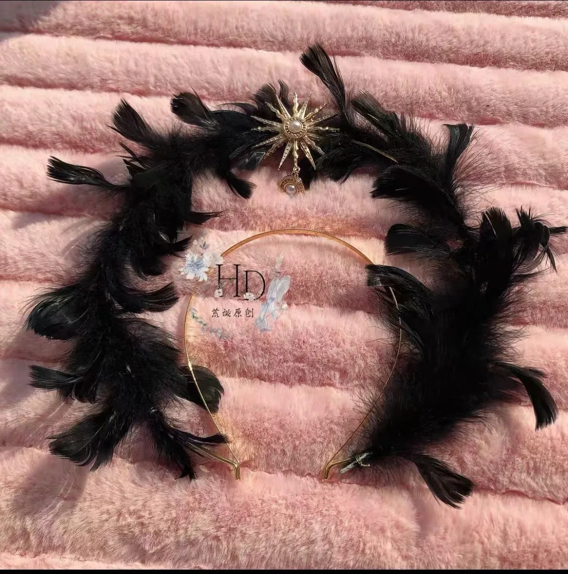 Halloween Angel Wings Headband Feather Halo Crown Sun Pendant White Black Gothic Goddess Headpiece Cosplay Party Hair Accessory - view 5
