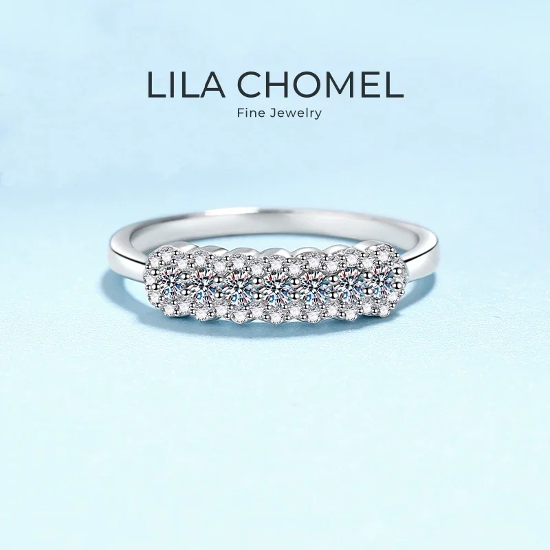 

Girl Birthday Gift Platinum PT950 Rings Women Wedding Band 0.37CT Moissanite Diamond Daughter Engagement Jewelry Valentine's Day