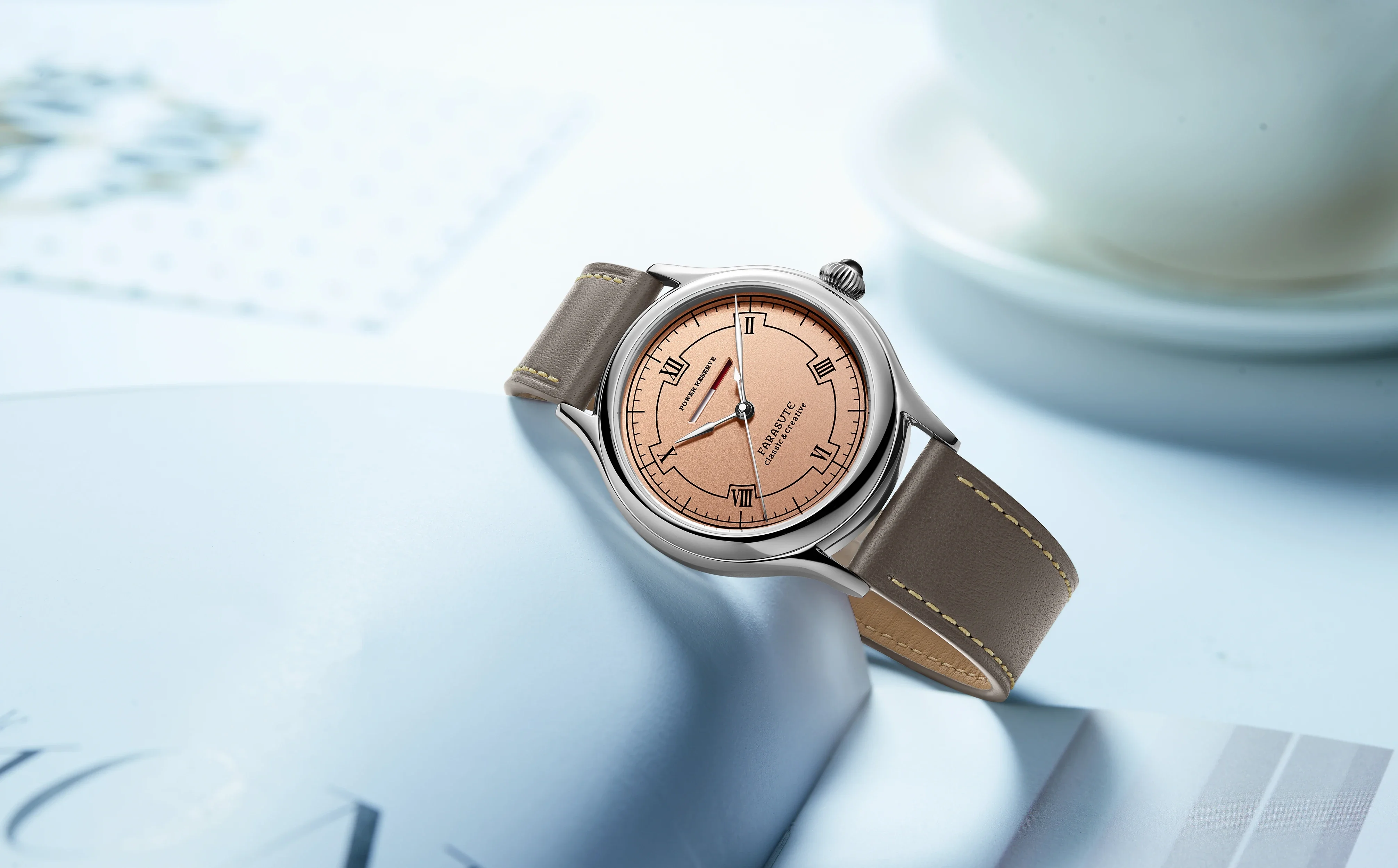 FARASUTE мужские автоматические часы 40 мм винтажные механические наручные часы с сапфировым зеркалом с горизонтальной планкой и дисплеем запаса хода