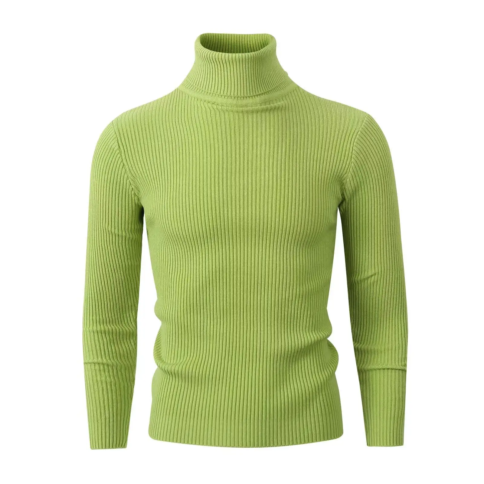 New Men\'s Turtleneck Sweater Male Version Casual All-match Long Sleeved Stripes Knitted Sweater Pullover Mens Clothing