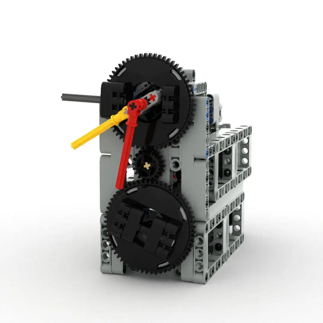 Small Engineer Building Block Robot Gear Engineering Machinery Model Electric Assembly Coaxial Three Pin Clock Set