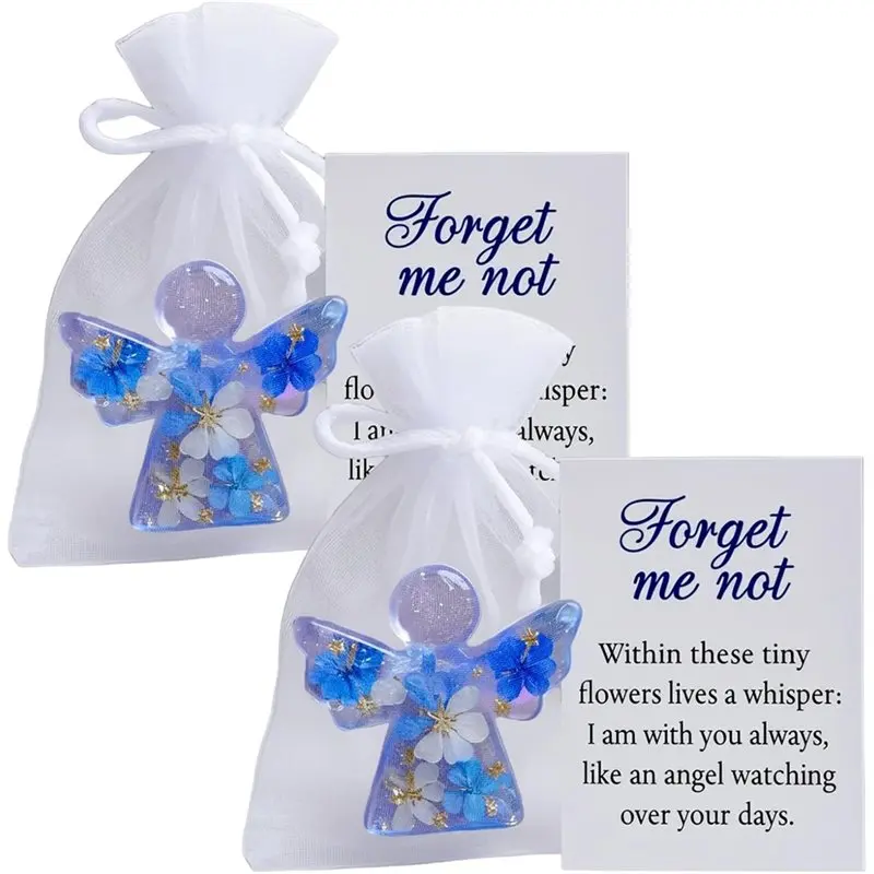 RMWIN-Forget Me Not Angel, Pocket Hug Keepsake With Warm Card,Guardian Angel Gifts For Bereavement Support