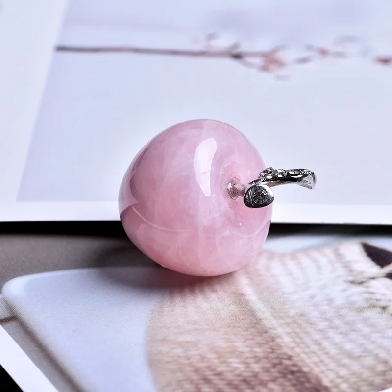 1PC Natural Rose Quartz Pink Apple Can Be Used for Couple Decorations Home Decoration Study Room Decoration DIY Gift view 4