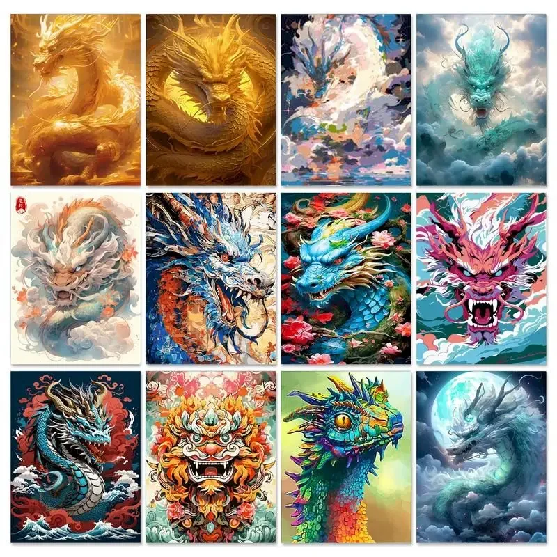 

600809 60x75cm Frame Painting By Number Kits Dragon Animal Drawing By Numbers Paints Picture On Canvas Diy Gift Wall Art