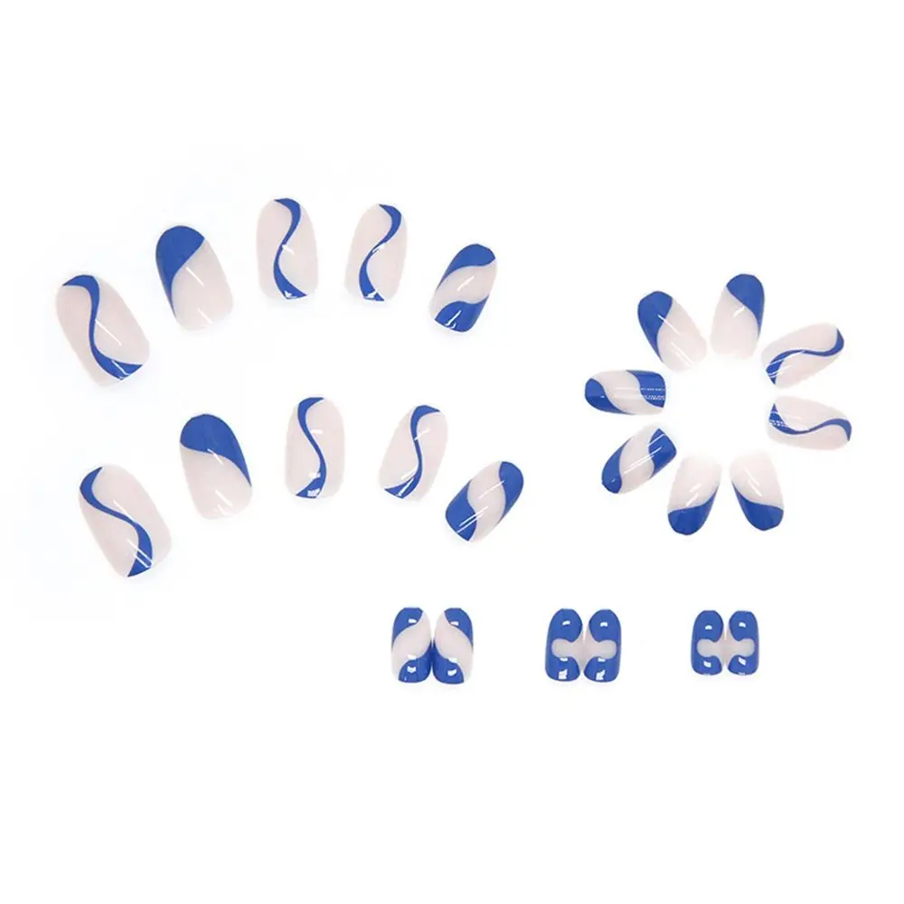 24 개/상자 여성 패션 전체 커버 매니큐어 도구 네일 팁 프랑스어 스틸레토 가짜 손톱 웨어러블 아몬드 틀린 손톱
