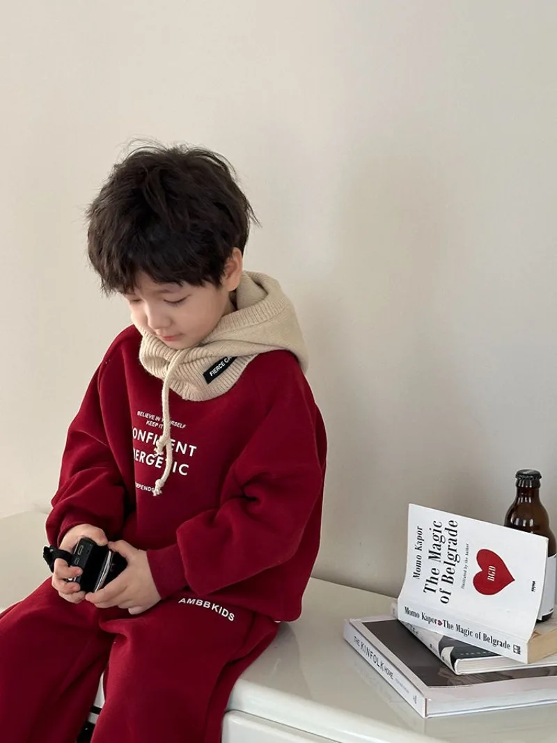 RAISE Winter-Set für Teenager-Jungen, 2-teiliges Kleidungsset, Sweatshirt mit Buchstabenmuster und Fleece-Unterhose, warmes, dickes Kinder-Outfit für Jungen. – Detail 13