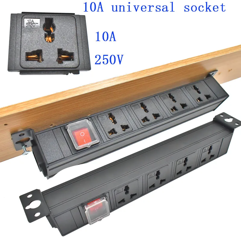 Desktop socket C14 port PDU power strip hidden Office Electrical Outlets 1-10AC 10A Universal output socket