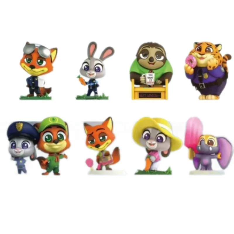 8PCS Zootopia Animal Figures Set Fox Nick Bunny Judy Toy Model Collectible for Kids Gift