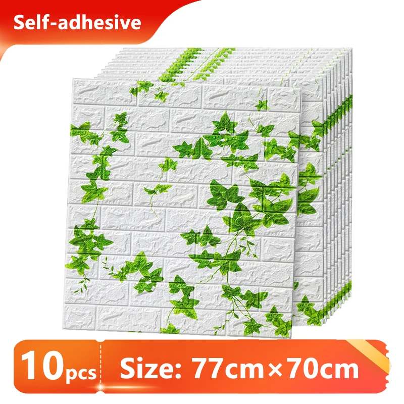 

70x77cm 3D Wall Sticker Waterproof Brick Design 3D Panel Soundproof Self-Adhesive DIY Wallpaper Kitchen Bathroom Home Decoration