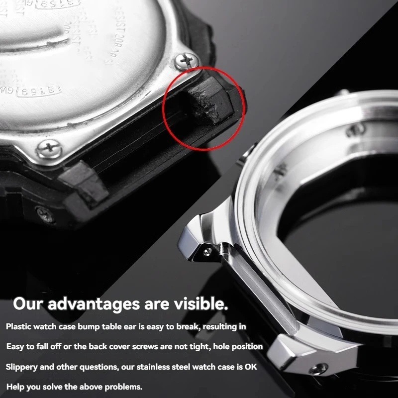 For CASIO Movement Mod kit G-SHOCK GW-B5600 Inner Shell Case Bezel Stainless Steel Metal Rear Screw Cover Waterproof Ring