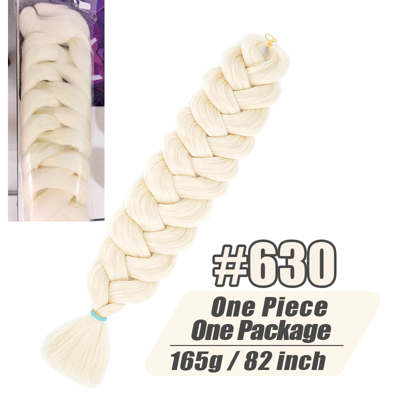 82 Zoll langes Kanekalon Jumbo Flechthaar, synthetische Zöpfe, Häkelhaarverlängerungen, 165 g, vorgedehnter Zopf für schwarze Frauen