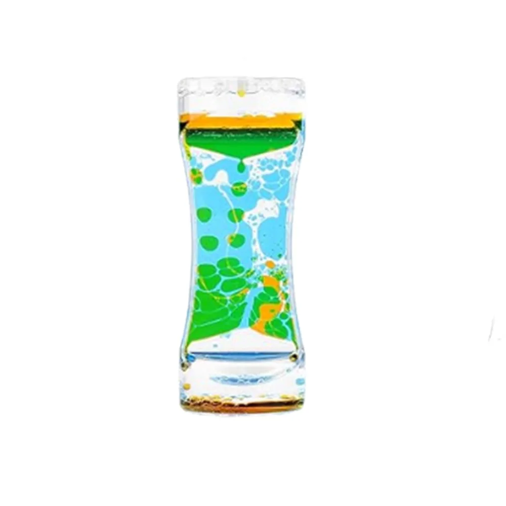 Double Colors Oil Hourglass Timer Creative Descending Sensory Bubble Floating Motion Bubble Timer Oil Drop Process Visual
