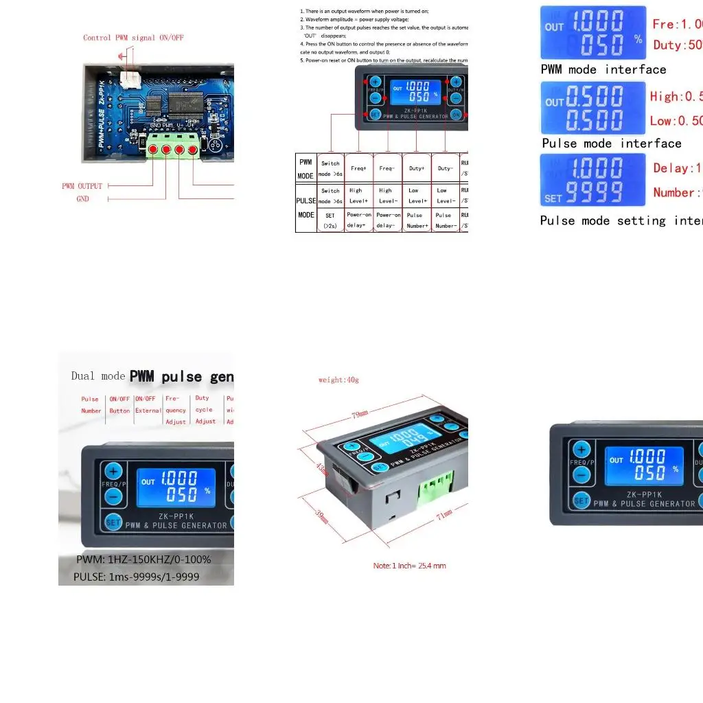 ZK-PP1K PWM Frequency Duty Cycle Generator High-precision Detection 1Hz~150KHz Square Stable