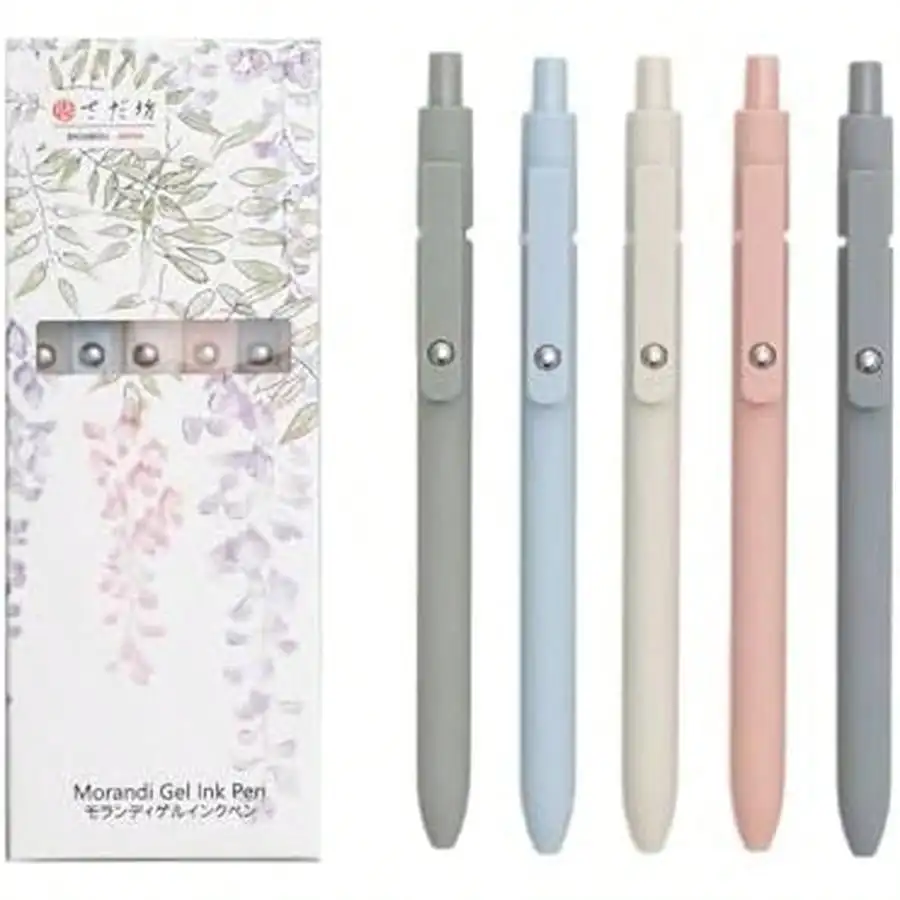 

Gel Pens – 5 Pcs 0.5mm Black Ink, Fine Point Smooth Writing for Journaling & School (Morandi)