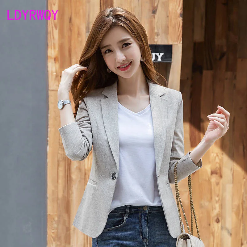 2021 spring and autumn new OL Korean temperament long-sleeved casual short one-piece slim small suit