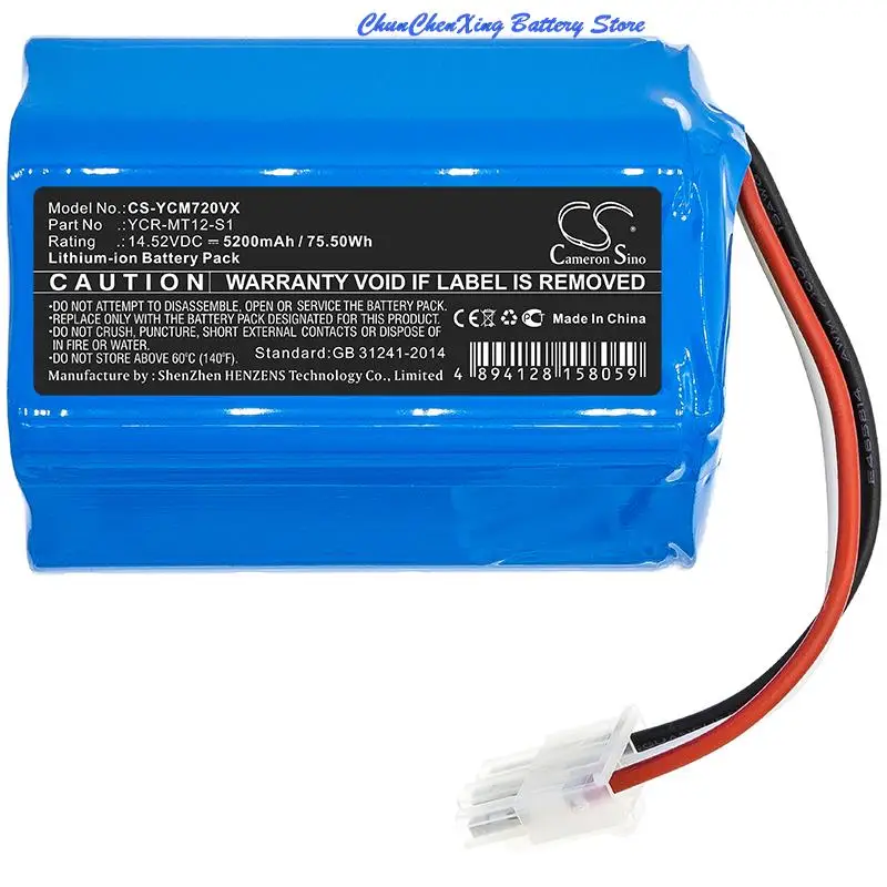 

100% NEW 5200mAh/6800mAh battery YCR-MT12-S1 for iCLEBO O5, Omega, YCR-M07-20W, 05, XIC013, For Miele Scout RX2 120, RX3 120