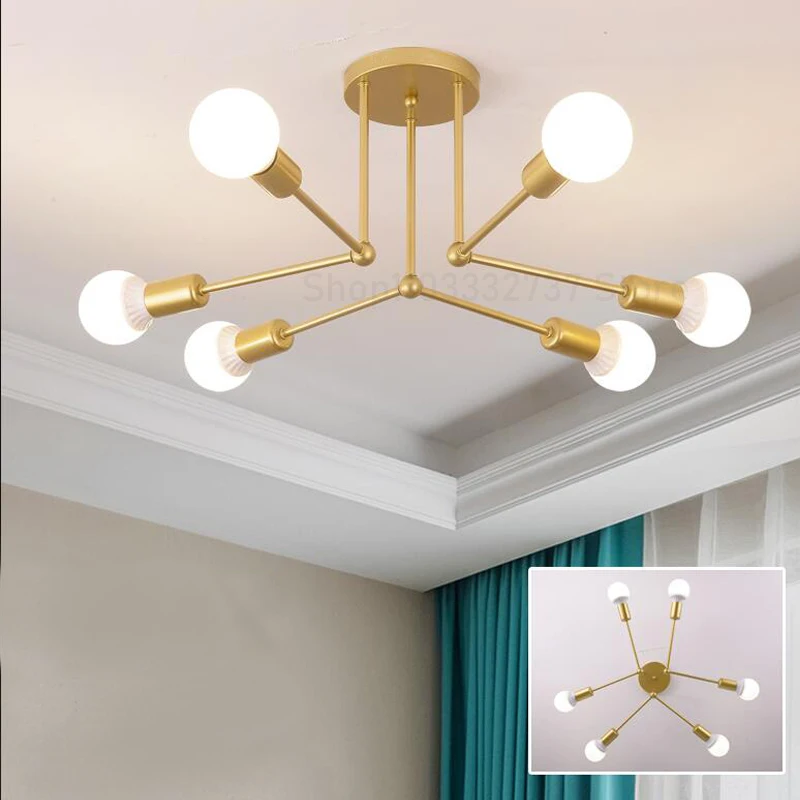 Modern Chandelier Gold/Black Chandeliers For Dining Room Living Room Hanging Ceiling Lamp Iron E27 Pendant Light Home Decoration