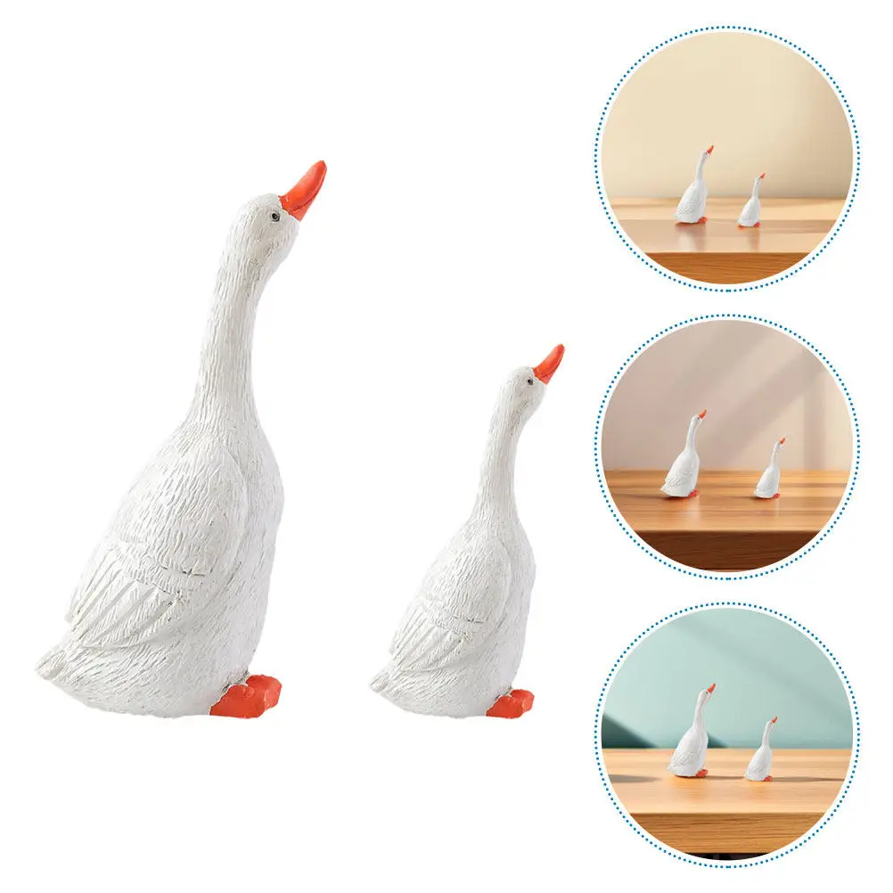 2Pcs Miniature Resin Ducks Cute Garden Decoration Indoor Outdoor Micro Landscape Moss Terrarium Mini Animals Tiny Resin Ducks
