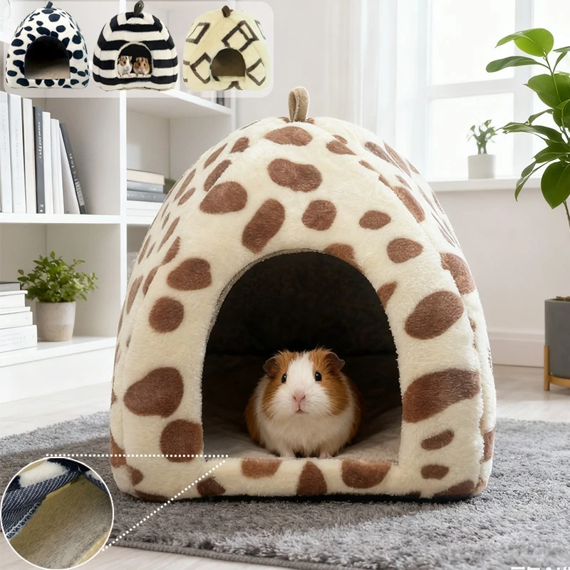 

New Cute Mini Hamster House Thickened Warm Pet Nest with Removable Inner Pad Hangable Small Animal Nest for Rabbits Rats Chomik