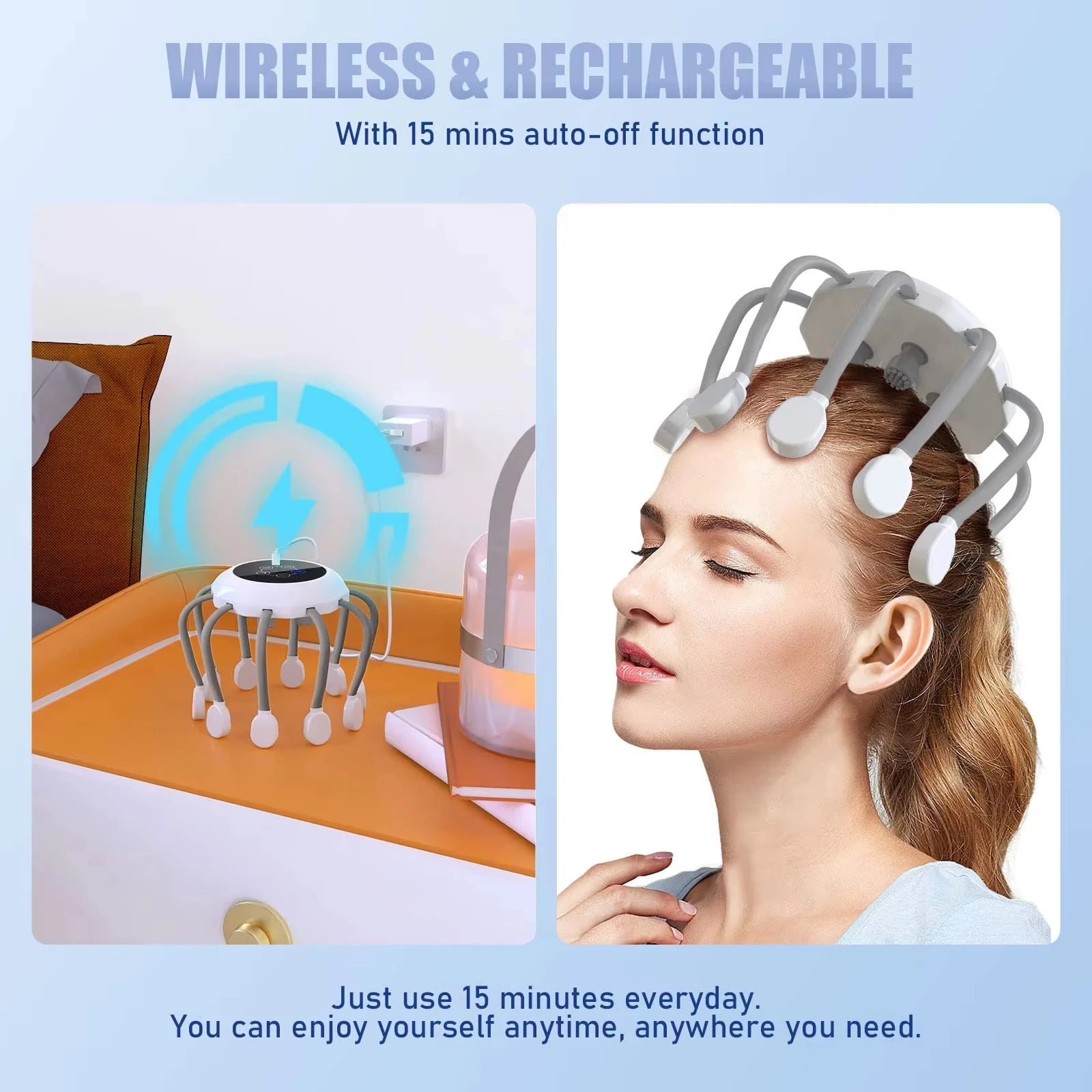 Electric Scalp Massager Head Massager Red Light Vibrator Octopus Head Scratcher For Relaxation Stress Migraine rechargeable