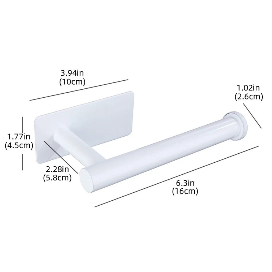 Stainless Steel Paper Holder White Adhesive Wall Mount Stand Kitchen Bathroom Toilet Paper Towel Tissue Roll Shelf Brushed Gold view 6