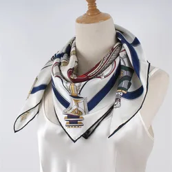 100% Real Silk Scarf Neckerchief Fashion Printed Square Silk Bandana Scarf Shawl 35