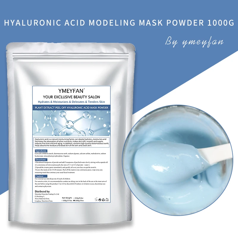 

1000g 500G Wholesale Hyaluronic Acid Powder Mask Moisturizing Firming Clean Pores Skin Rubber Facial Mask Jelly Mask Powder