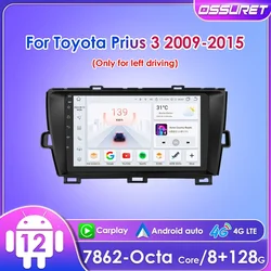 Ossuret-rádio de carro Android para Toyota Prius 3 2009-2015, Auto CarPlay, estéreo, navegação GPS, 4G SWC, RDS, DSP, Quad Otca Core, 2Din, 9