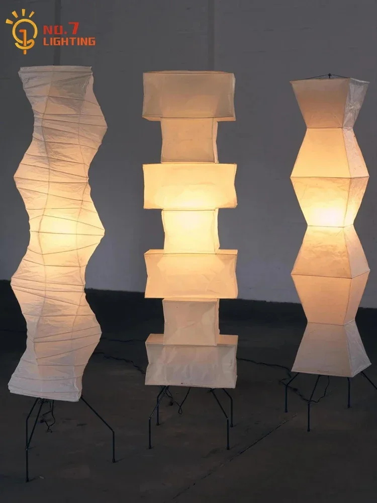 

Noguchi Floor Lamp Janpanese Akari Stand Lights LED E27 Rice Paper Suspend Chandelier for Bedroom Living Room Hotel Stairs Loft