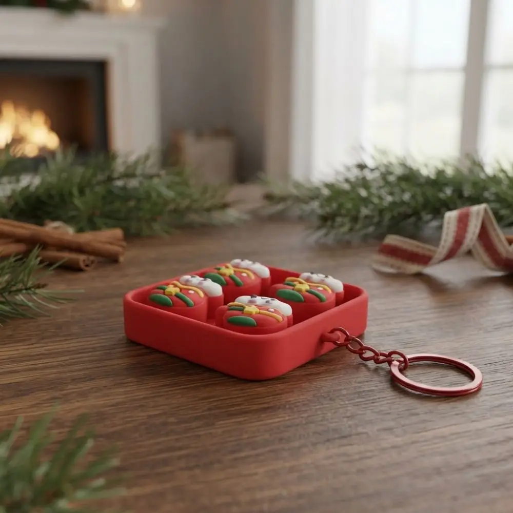 4-Tasten-Weihnachts-Tastatur-Schlüsselanhänger, tragbar, leicht, Mini-Tastatur-Anhänger, Weihnachtsmuster, dekorativ – Detail 4