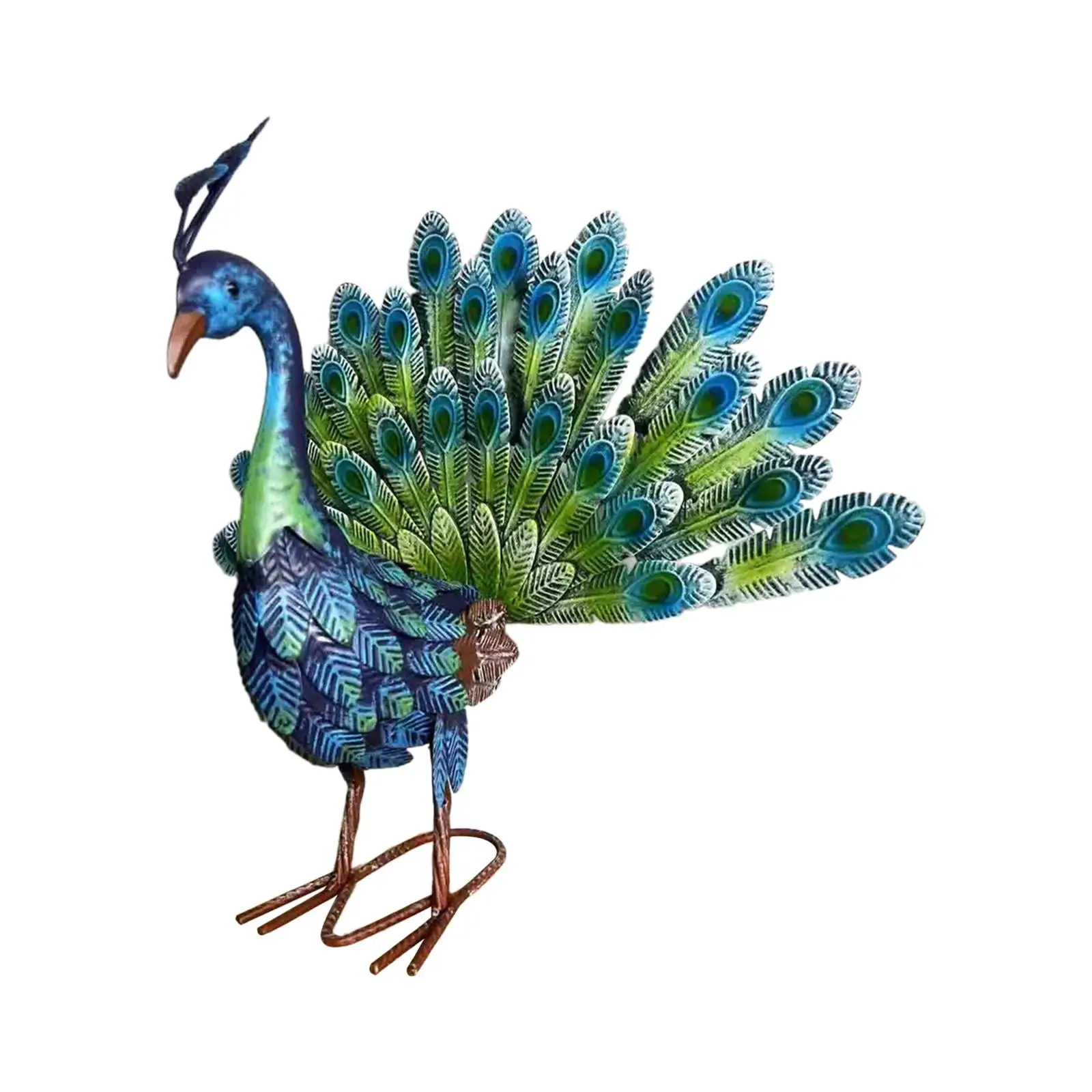 

Garden Peacock Statue Outdoor Metal Figurine for Housewarming Backyard Patio