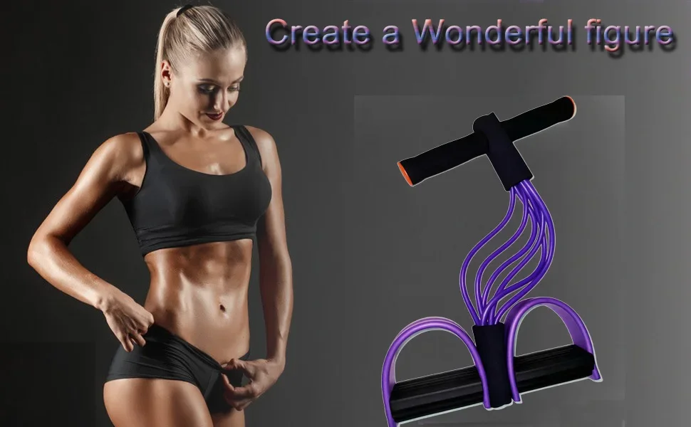 Pedal-Widerstandsband mit 6 Schlaufen, elastisches Spannungsseil, Sit-up-Zugband für Körperstraffung, Heimfitness, Yoga, Stretching, Fitnessgeräte – Detail 4