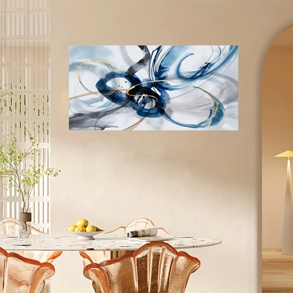 

Абстрактное искусство Blue Swirl, постер для украшения интерьера - рама из массива сосны толщиной 1,5 дюйма, динамический дизайн, украшение стены