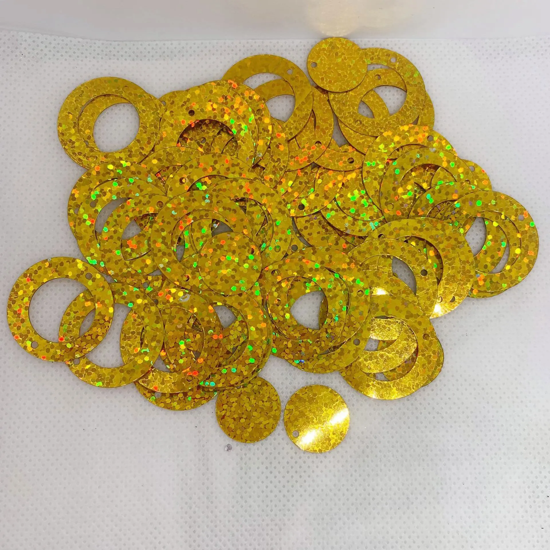 Multi Size Mixed Color 25mm 30mm Sequin PVC Alphabet Double Ring Round Sequin Sequin Sequin Sew Wedding Crafts Accessories 10g