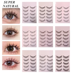 5 Pairs Natural False Eyelashes Soft Band Super Natural Lashes Faux Cils 3D Fake Eyelashes Extension lots,Reusable for makeup