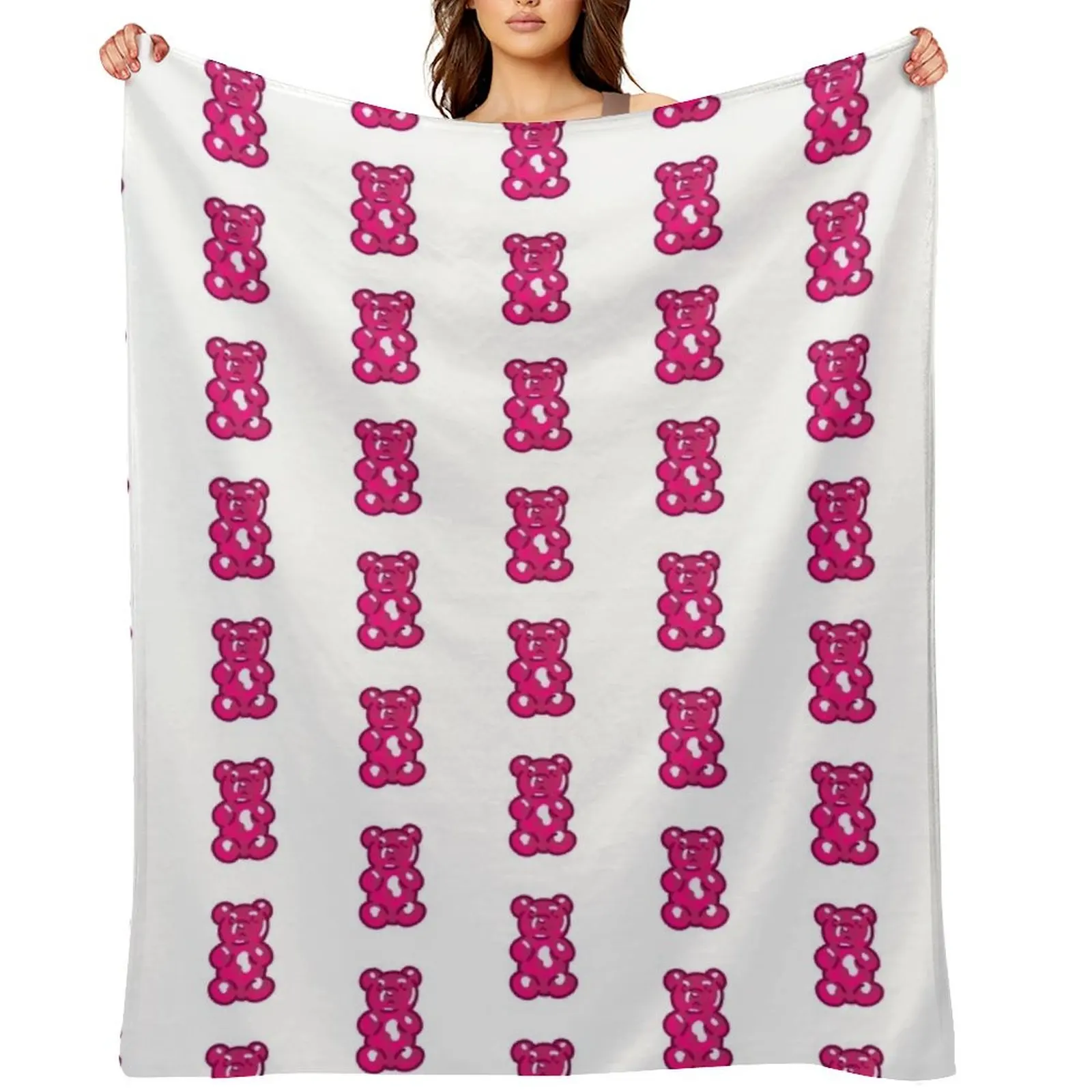 

Gummy Bear - Pink Throw Blanket wednesday Decorative Beds Plush Custom Blankets