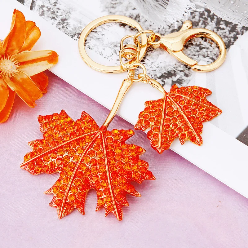 New Fashion Maple Leaf Keychain Enamel Plant Key Rings For Women Men Handbag Pendants Key Chain