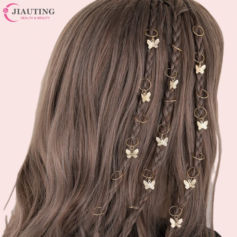20-50pc Headwear Dirty Braid Bead Dreadlock Hair Rings Adjustable Cuffs Clip Hair Braid  Hairpin Hair Accessories For Women Girl