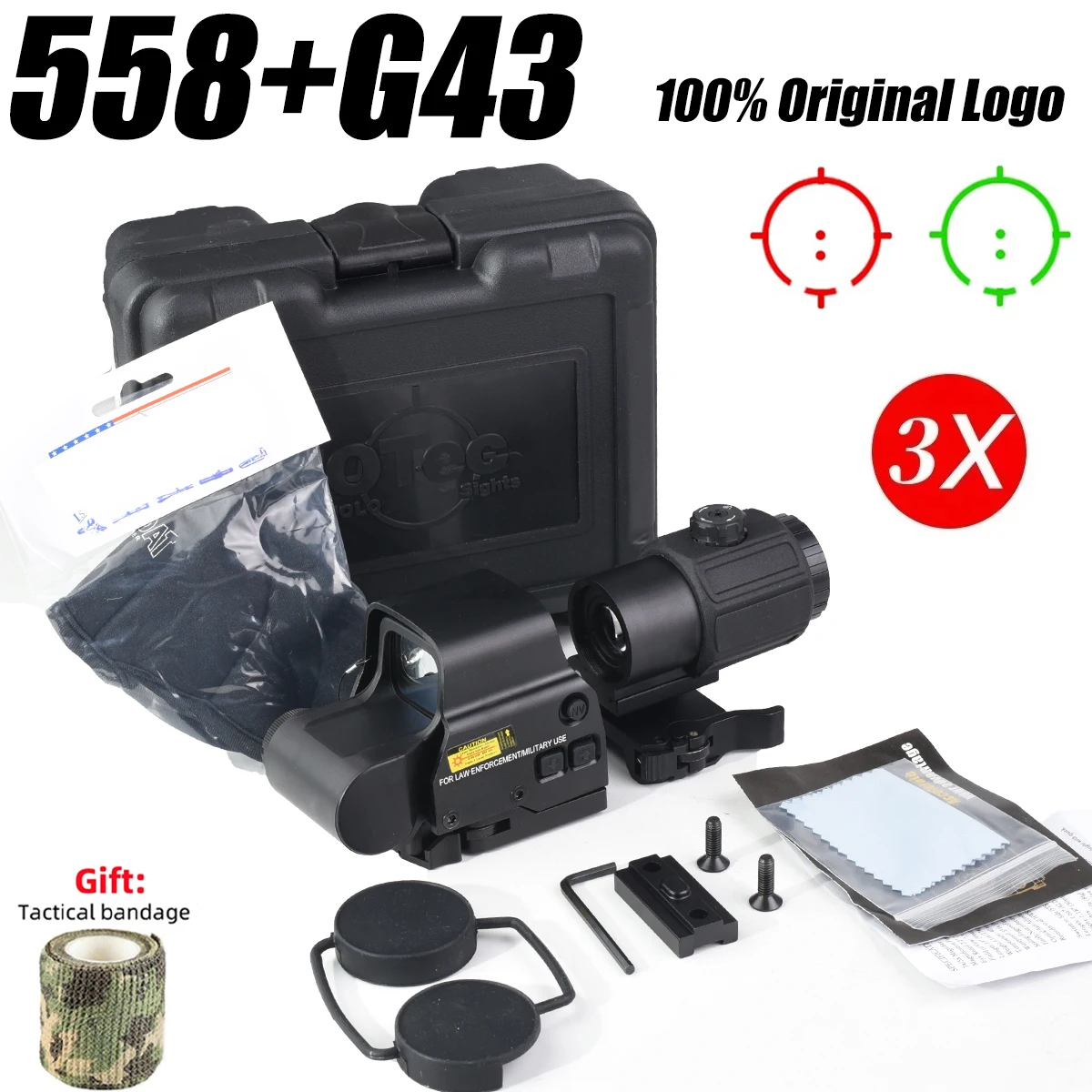 

EOT*CH 558 Holographic Red Green Dot Sight Collimator G33/G43/G45 Tactical 3X 5X Magnifier Combo Hunting Airsfot Riflescope