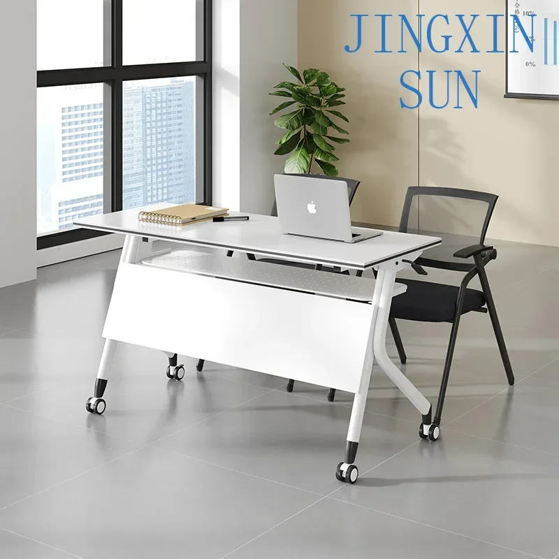 Folding conference table and chair combination, folding training table, office long table, double desk, movable