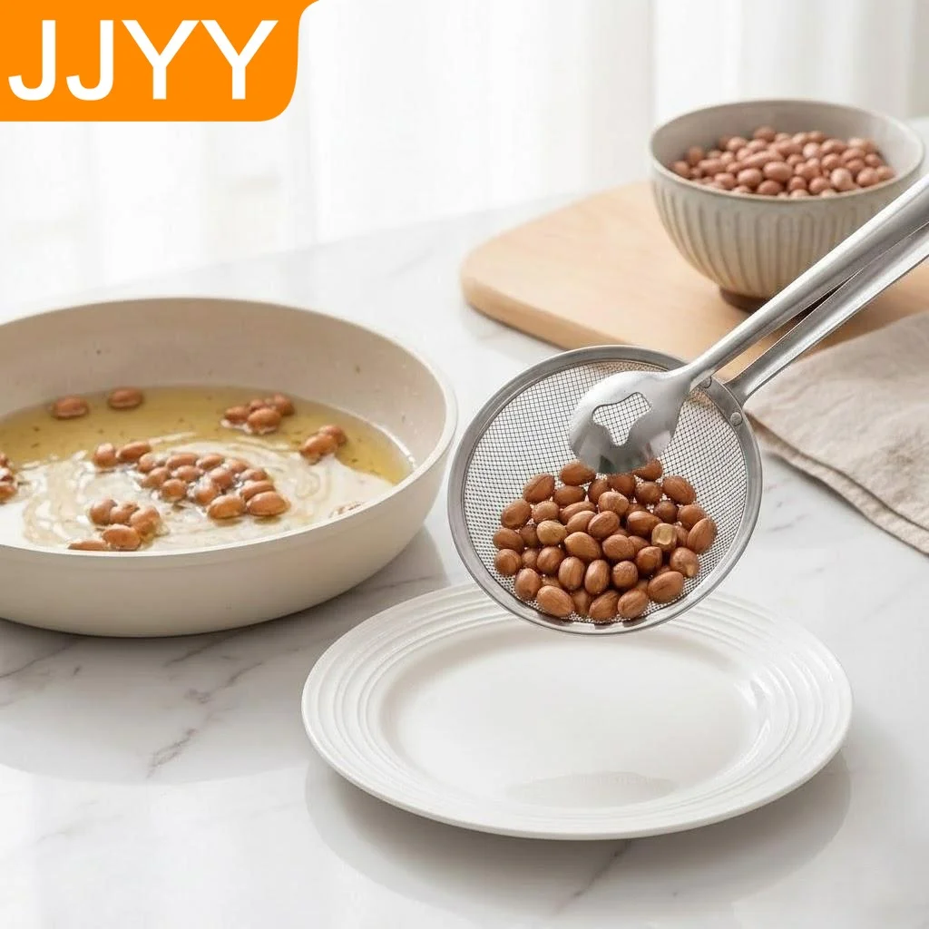 Multifunctional Stainless Steel Strainer Spoon Kitchen Oil Filter Clip Tool Cooking Utensil Kitchenware Accessories