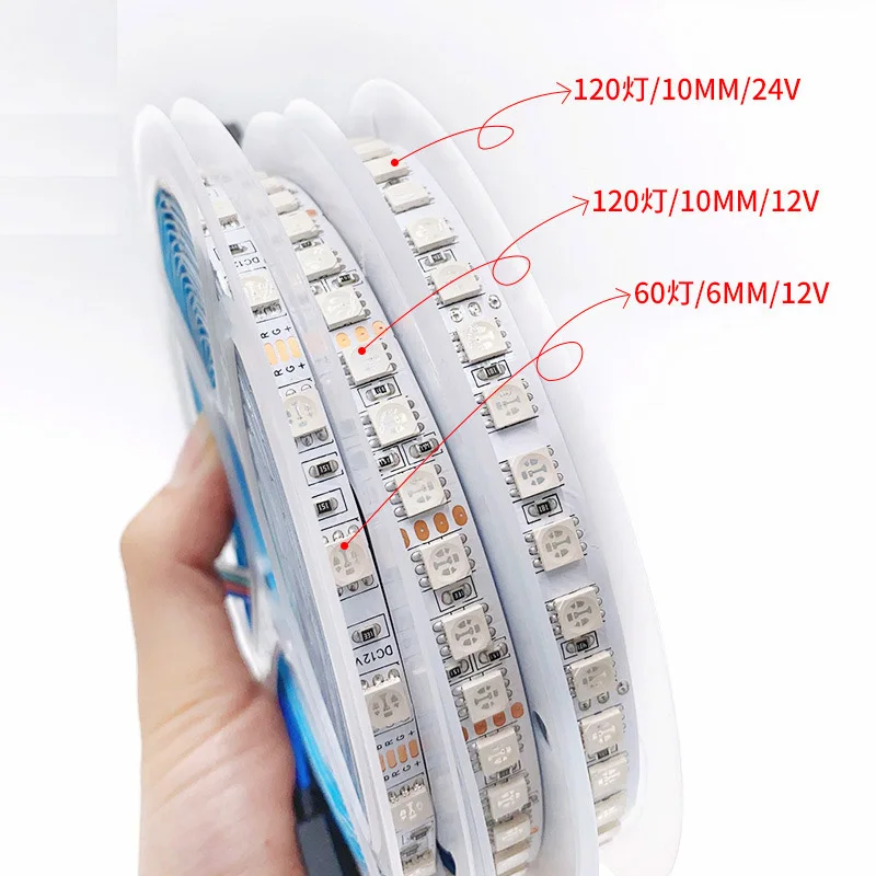 

5m 6mm 10mm 5050 RGB Changeable LED Strip 120 leds/m 60 led/m Self Adhesive Flexible Cuttable Stripe 12v 24v Hotel Party Holiday