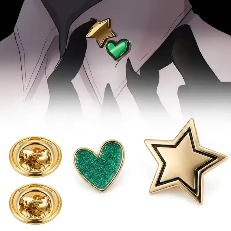 Game The Freak Circus Harlequin Cosplay Pentagram Brooch Heart-shaped Earrings Badge Love Irregular Ear Studs Star Accessories