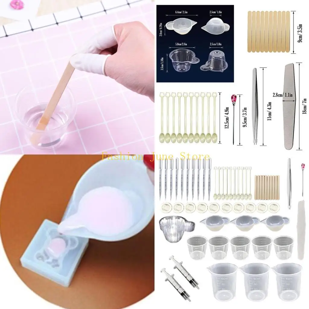 N5KA 1 Set Resin Epoxy Tool Silicone Stirrer 100ml Measuring Cups Card Slot Cup