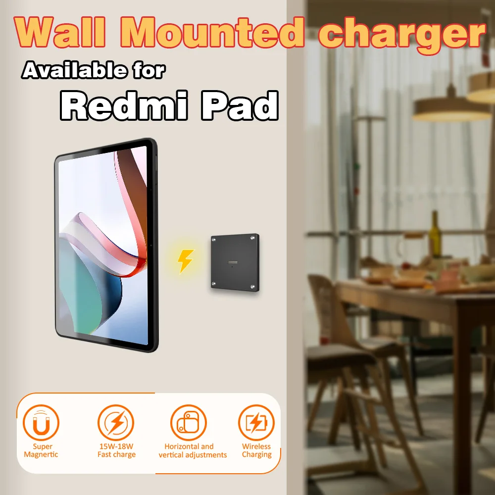 Magnetic Wall Mount พร้อมเคสชาร์จสําหรับ Redmi Pad 10.6 นิ้วอัพเกรด 18W Quick Charge แม่เหล็กที่แข็งแกร่ง in-Wall emonita