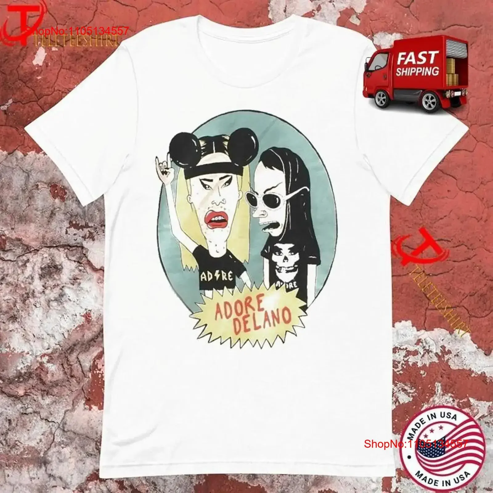 Adore Delano Beavis And Butthead T shirts vintage Washed Breathable Casual streetwear designer clothes fashion Soft