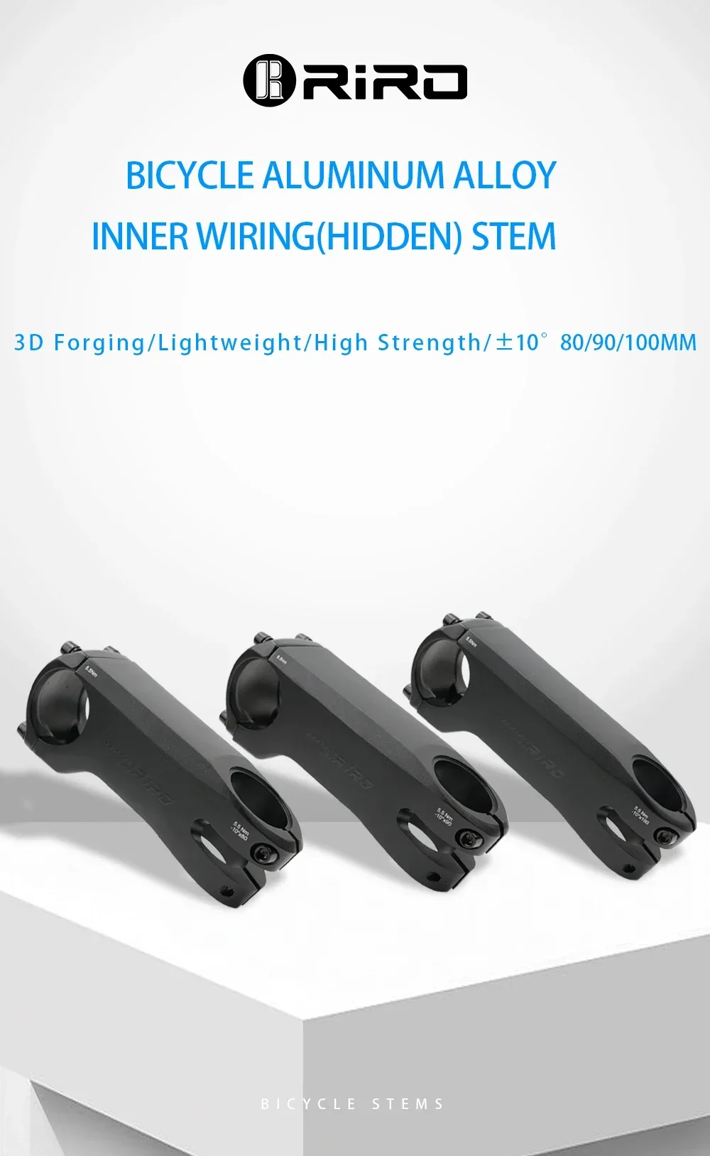 RIRO Fahrradvorbau, internes Kabel, versteckter Fahrradvorbau, 28,6–31,8 mm Aluminium, Aolly Forging/CNC-Griff mit Abstandshalter, Straßenlenkervorbau – Detail 1